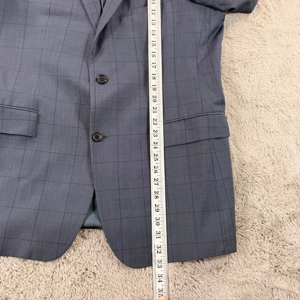 Hugo Boss Blue Plaid Paolini Movio‎ US Blazer Sport Coat Mens 42L Made in USA